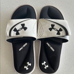Under Armour Kids' Black and White Slides